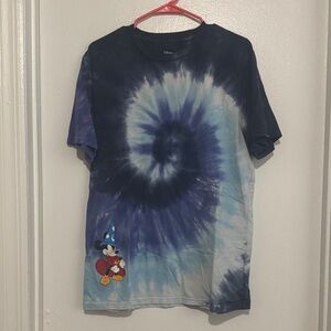 Disney men’s Shirt with Mickey Blue and White Tie-Dye